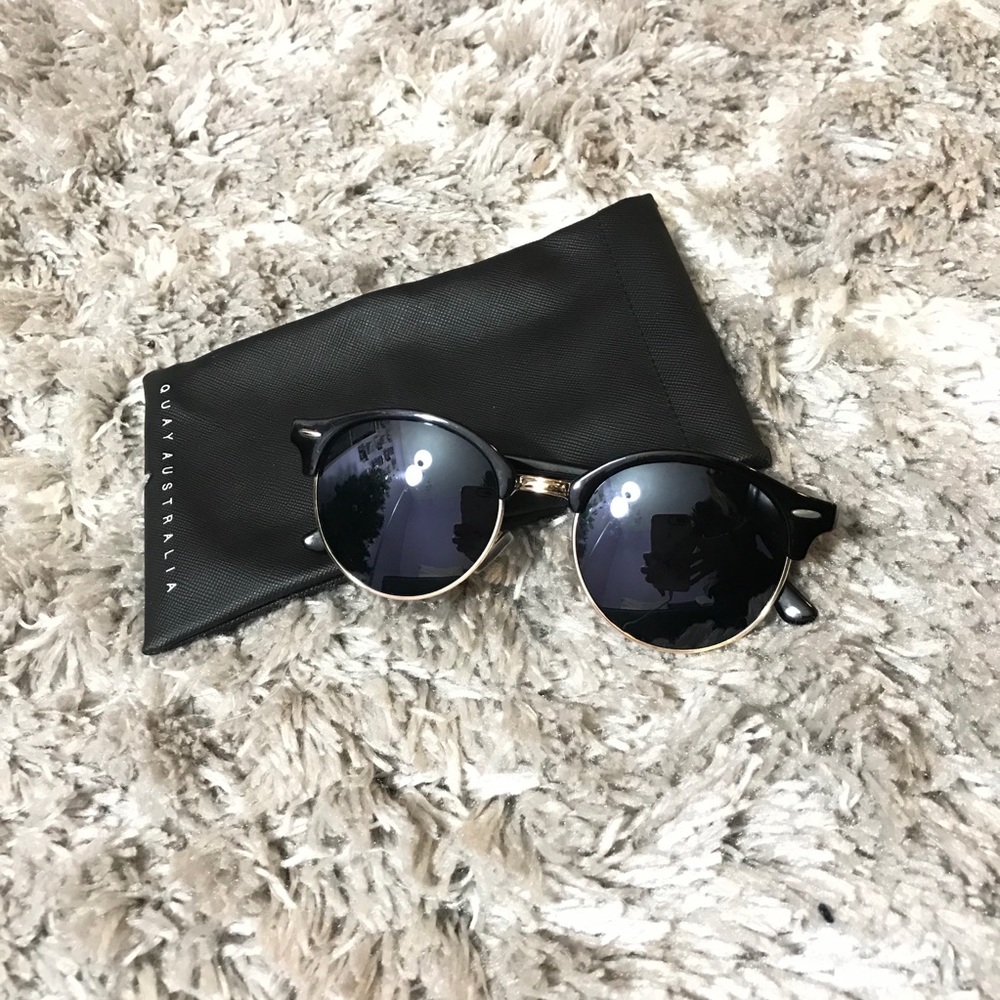 Quay Australia Style Round Black-Rimmed Sunglasses